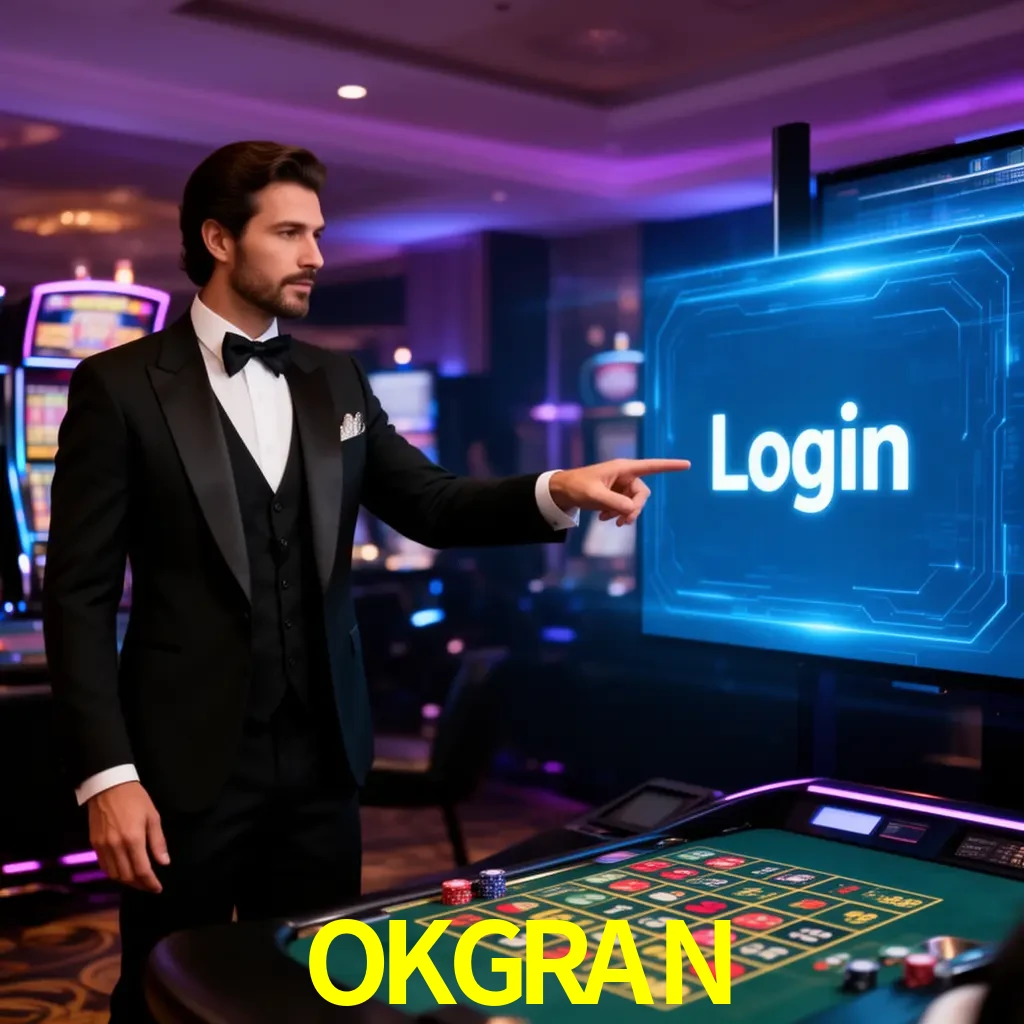 OKGRAN Login - OTP, cuenta y soporte Pantalla OKGRAN Login con OTP, contraseña, cuenta segura y soporte móvil